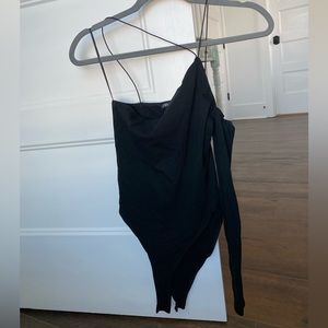 Black Asymmetrical Zara Bodysuit